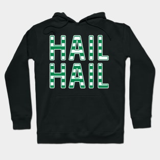 Hail Hail, Glasgow Celtic Football Club Green and White Striped Text Design Hoodie